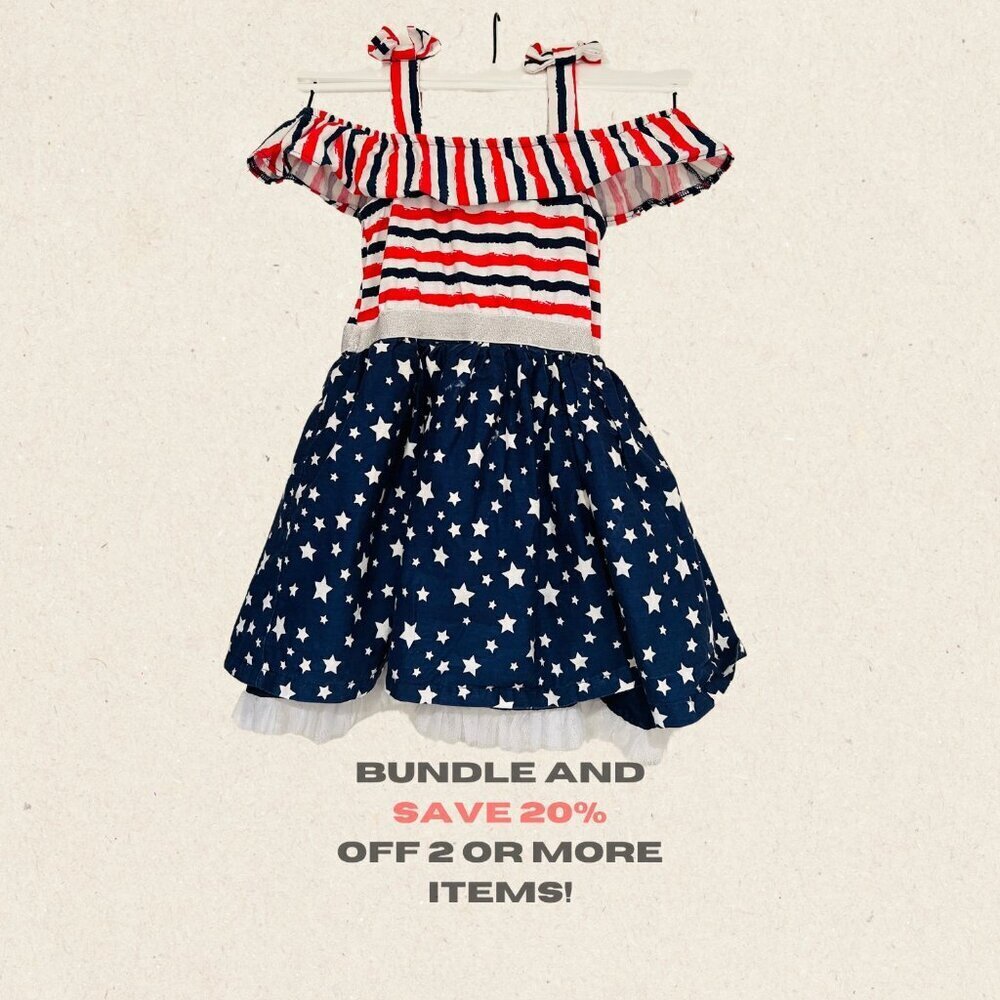 ✨ Adorable and Patriotic Star Spangled Banner Dress - Size 6 ✨